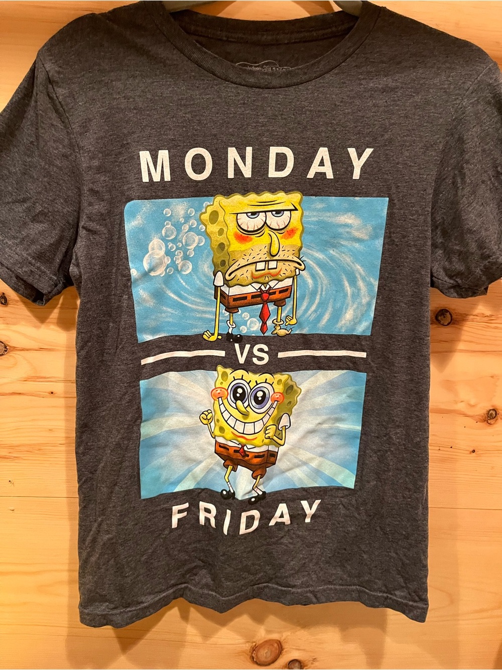 Hybrid Apparel Charcoal Kids SpongeBob 'Monday vs Friday' Graphic Tee